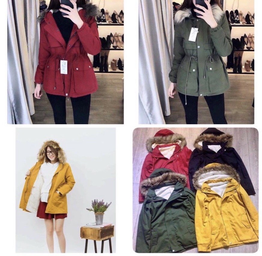 [HCM]ÁO KHOÁC NỮ TRÁM  LÔNG CÓ MŨ SIÊU ẤM KL84