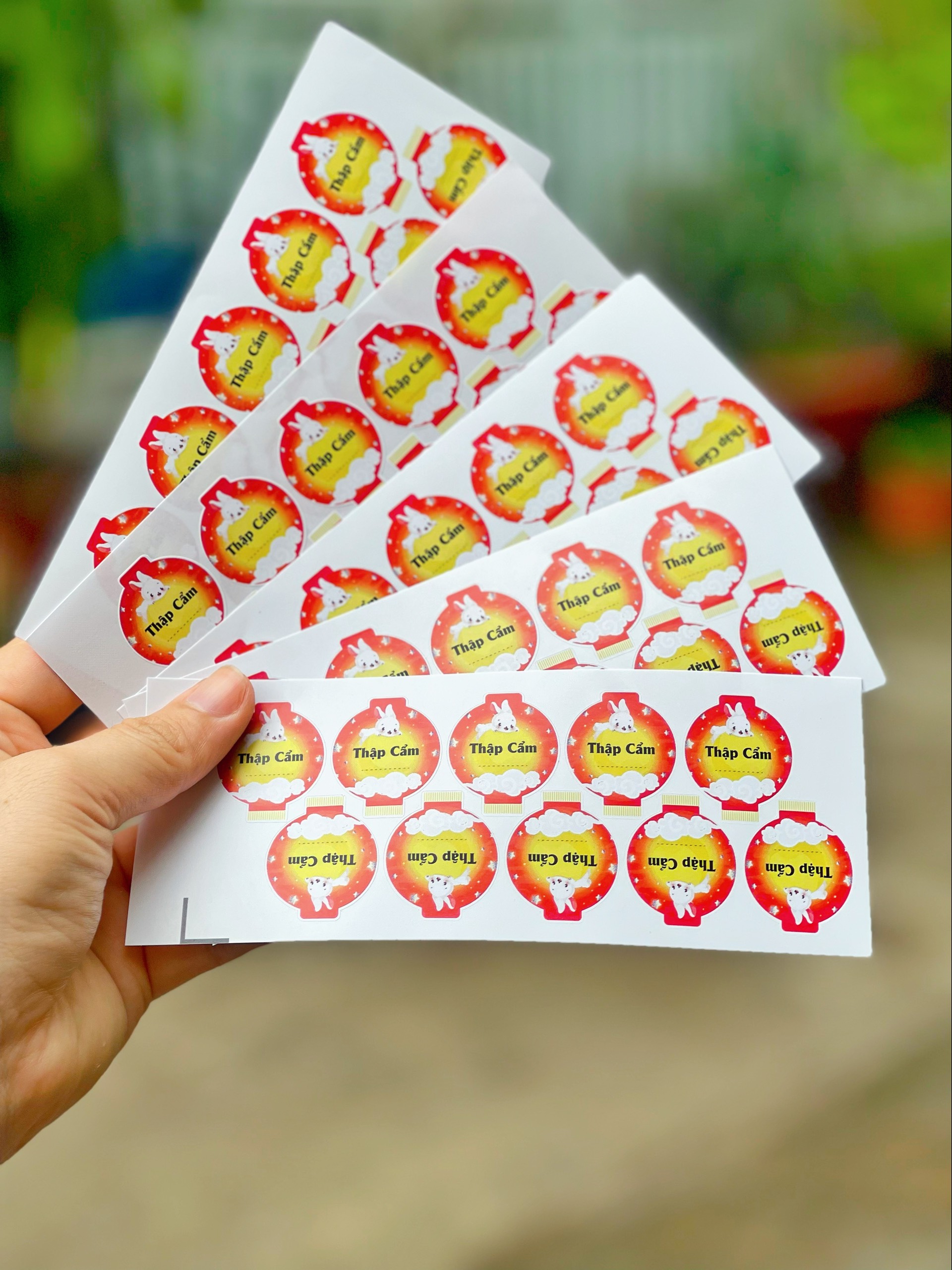 10 tờ tem trung thu 2023 mix nhiều loại - tem dán bánh trung thu - tem trung thu mẫu đẹp 2023