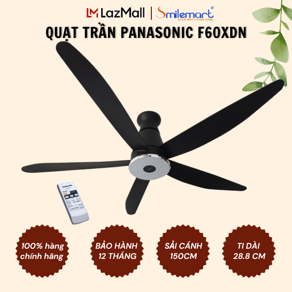 [Trả góp 0%][ Hình lắp đặt thực tế] Quạt trần Panasonic 5 cánh F-60XDN (có điều khiển)