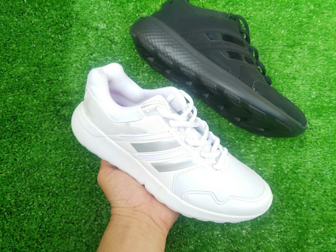 [HCM]Giày thể thao nam nữ sneaker trắng sọc bạc (ST60)