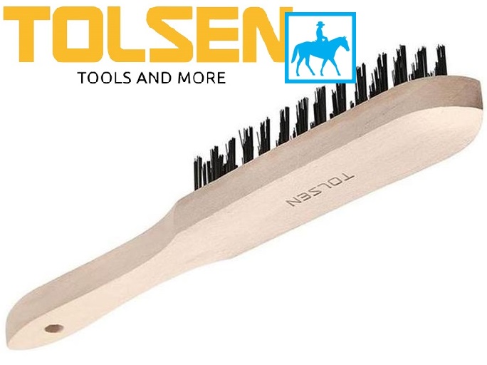 [HCM]Bàn Chải Sắt Thép Cán Gỗ 3 Hàng TOLSEN 32061
