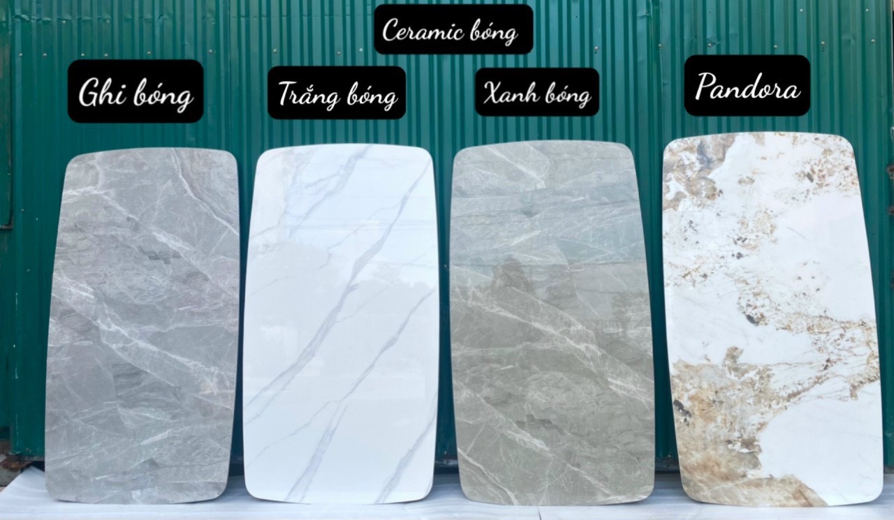Bàn ăn mặt đá Ceramic bóng kết hợp ghế Vertical
