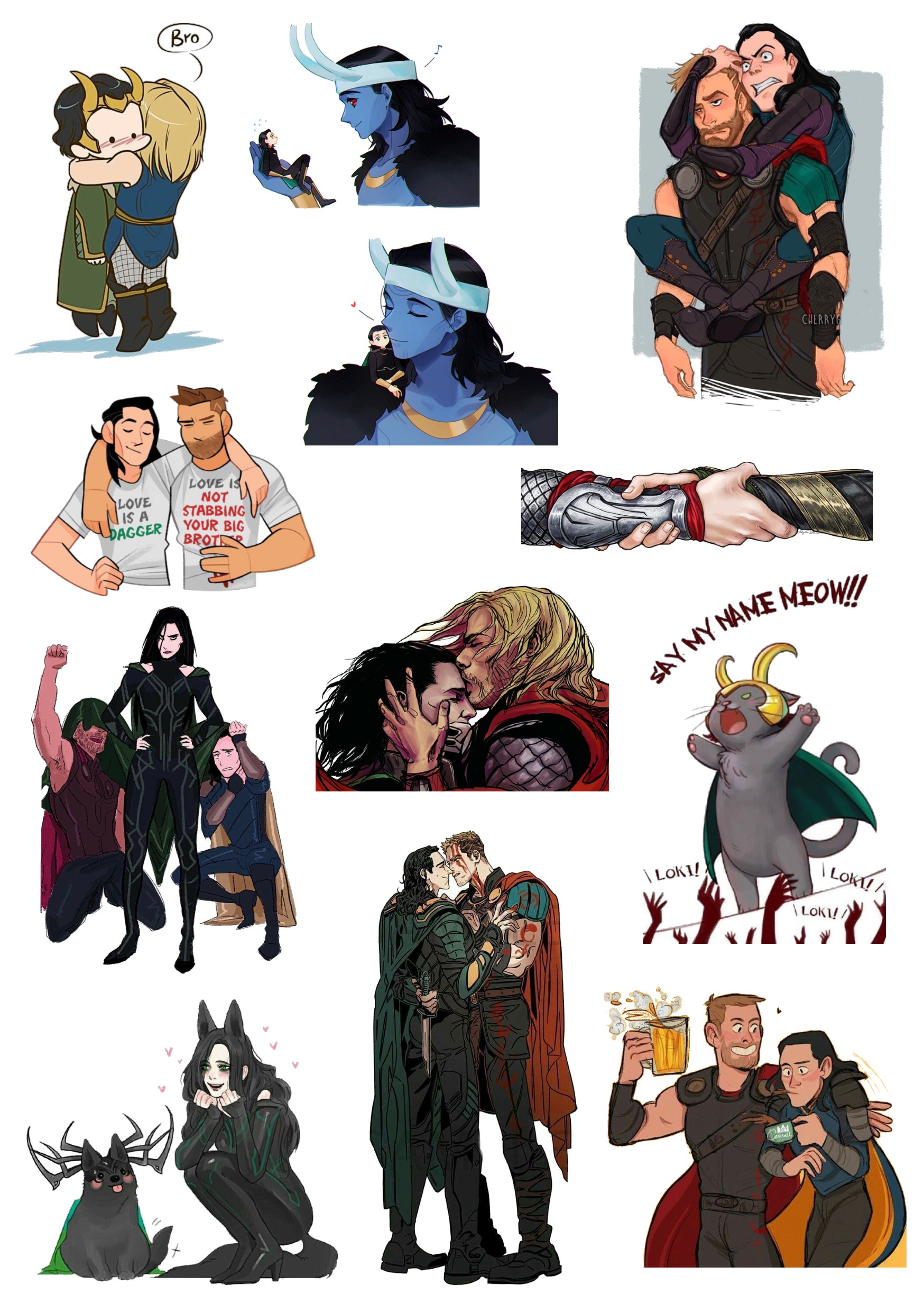 Nhãn dán Sticker Cute Marvel Thor and Loki - Thor Love and Thunder Trang Trí