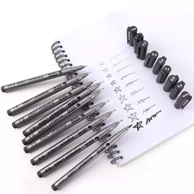 [HCM][ DA ĐEN] Bộ Bút Line 9 Size STA Kháng Nước