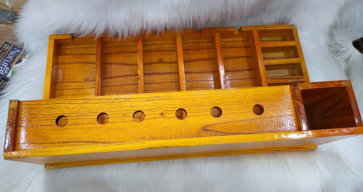 Khay gỗ đựng dụng cụ cắt tóc loại 1 hộc