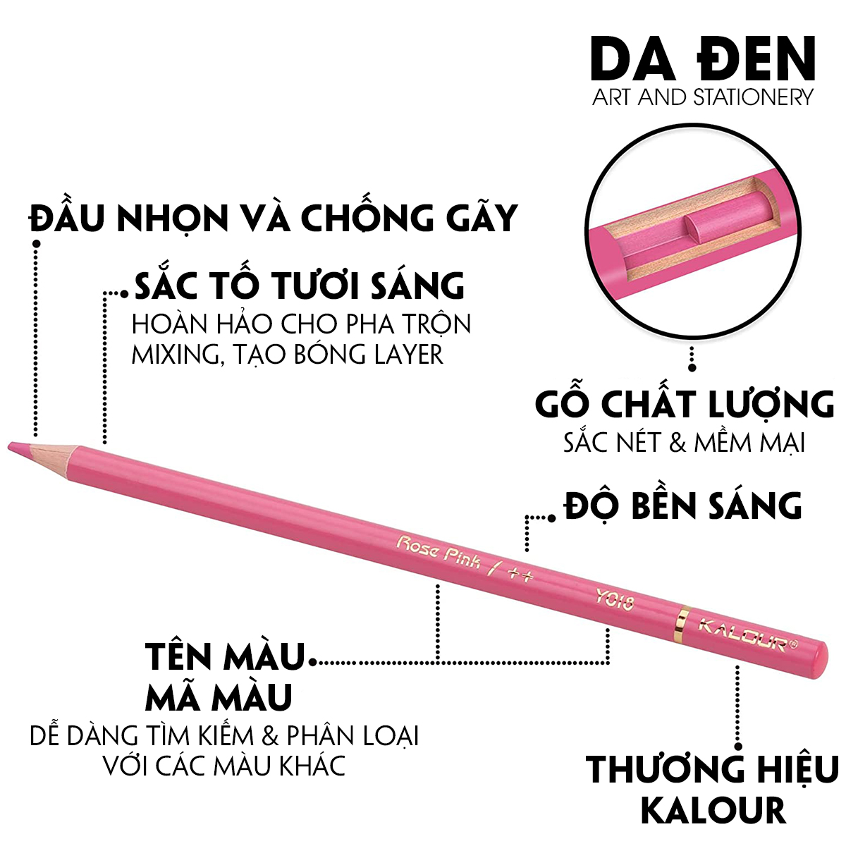 [DA ĐEN] Bộ Chì Màu 50 Màu Kalour Pastel