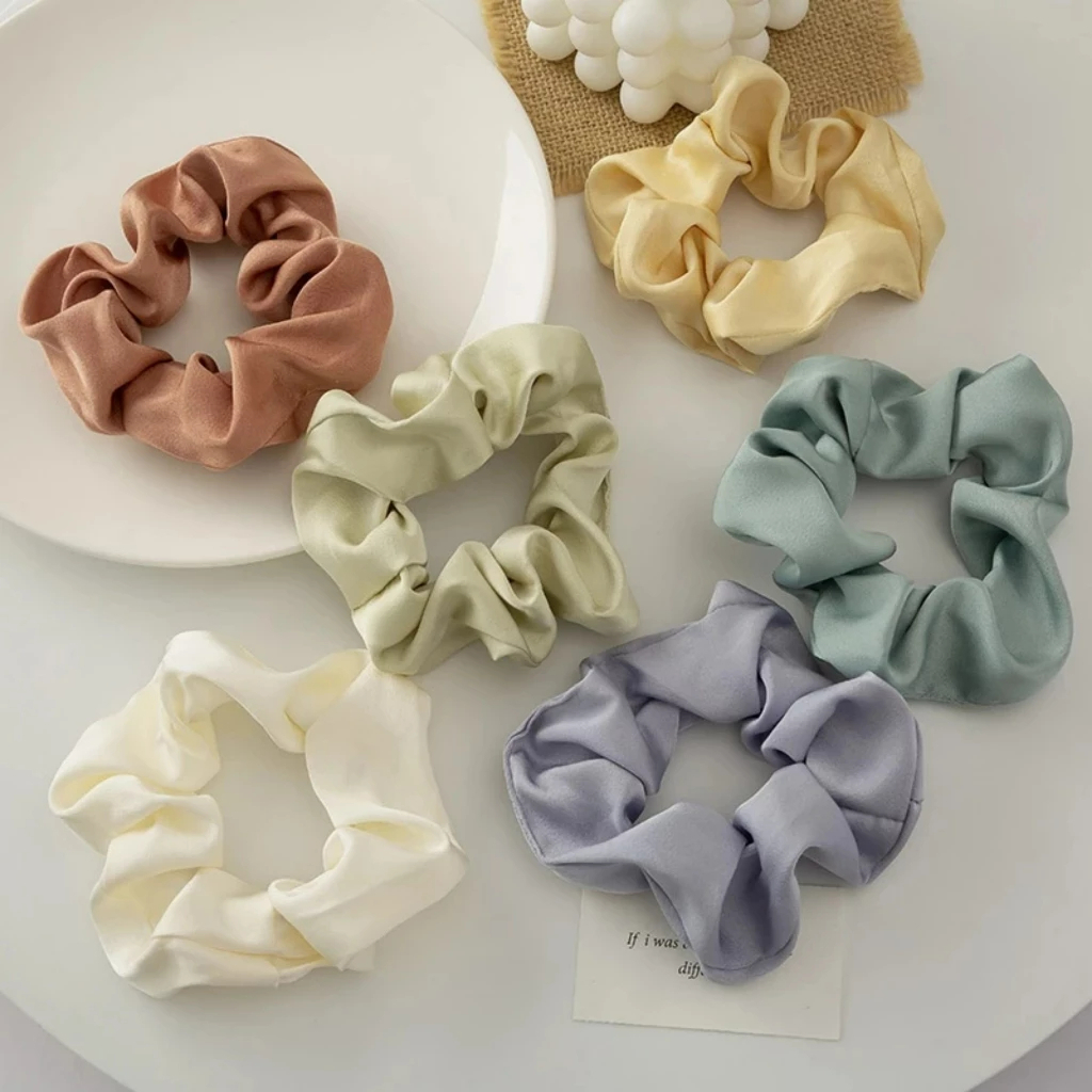 Dây cột tóc Scrunchies vải trơn phong cách Hàn Quốc