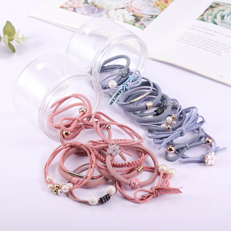 Box of 12 beautiful Korean hair ties (light blue)