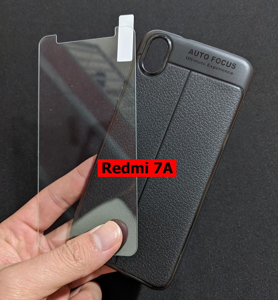 Bộ ốp lưng giả da kính cường lực Xiaomi Redmi 7A