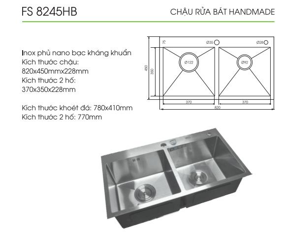 Chậu Rửa Bát Faster FS 8245HB, sản phẩm cao cấp từ chất liệu cho đến thiết kế.