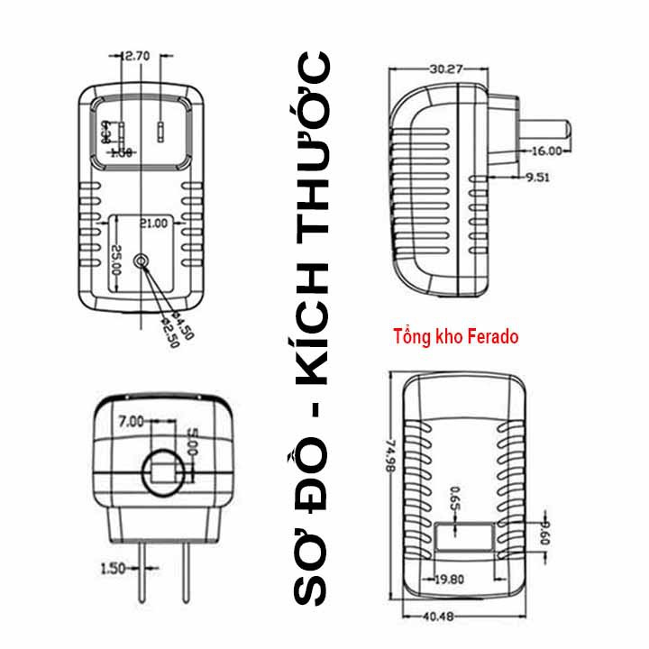 Adapter cáp sạc đa năng máy massage