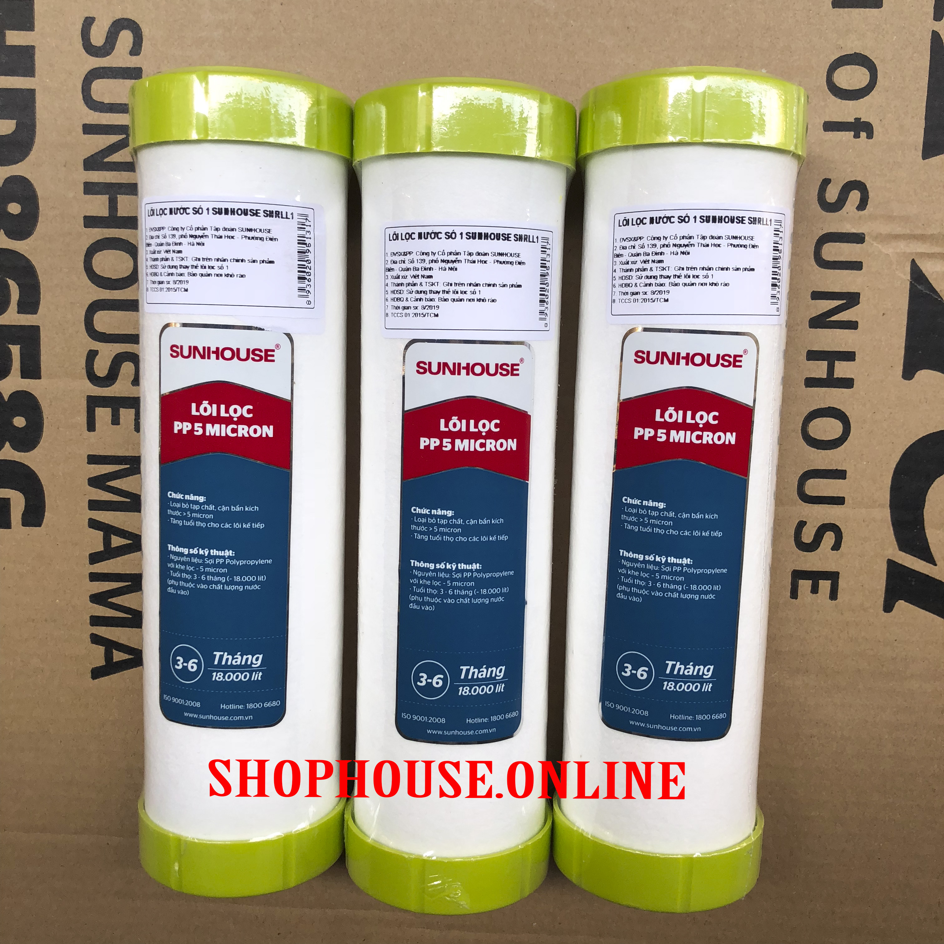 Combo bộ 3 lõi lọc nước số 1 Sunhouse - Chính hãng