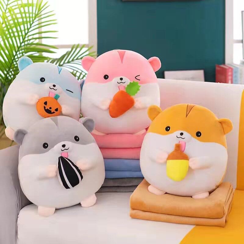 Bộ Chăn Gối Văn Phòng Hình Chuột Hamster Ghome