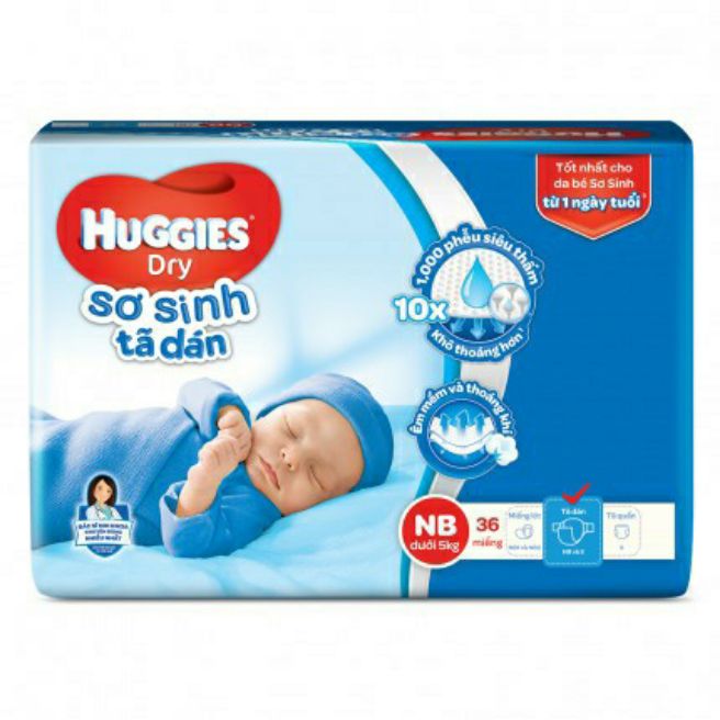 Tả dán sơ sinh Huggies NB36