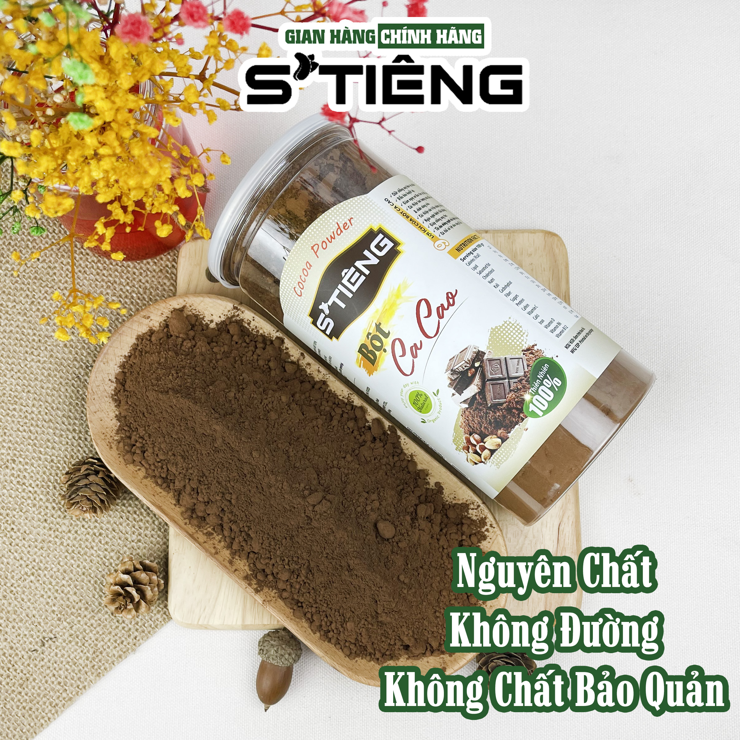 Bột CACAO Nguyên Chất Cao Cấp Không Đường STIÊNG