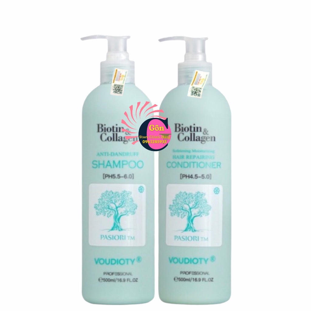 Dầu Gội Xả Ngăn Gàu Biotin Xanh Dương - Biotin Collagen Anti Dandruff 500ml - 1000ml Mẫu Mới 2021 Chính Hãng