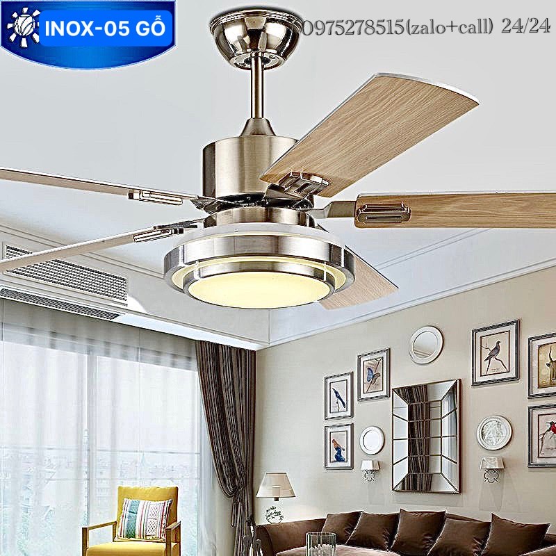 [HÀNG LOẠI I CÓ CÁP AN TOÀN- ĐC 100% LÕI ĐỒNG JTECH-INVERTER 6 SỐ] Quạt Trần INOX-05 PRO+, Động Cơ 6 Cấp Độ Gió, 3 Chế Độ Ánh Sáng, Phù Hợp Cho Mọi Không Gian Như Phòng Khách, Phòng Ngủ, Bếp, Quán Cafe... [Bảo Hành 10 Năm]