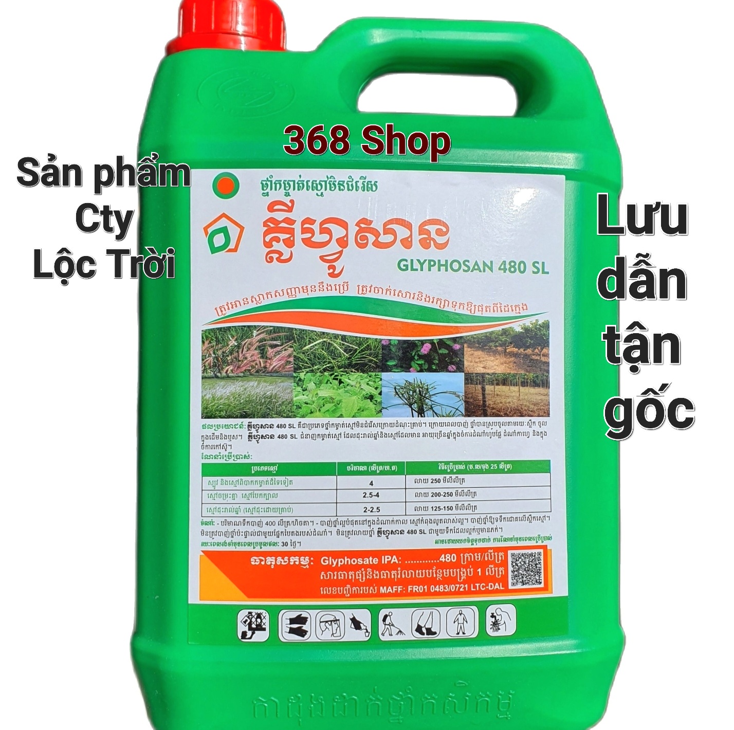 Can 4,5 lít💎 thuốc trừ cỏ lưu dẫn glyphosan 480sl 💖 lộc trời