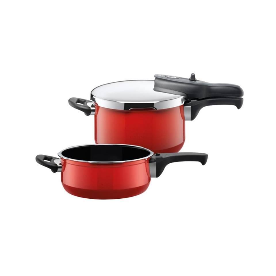 ( Hàng Đức) Nồi hầm Silit Sicomatic Classic Set 2-teilig 4,5l und 3,0l, đỏ