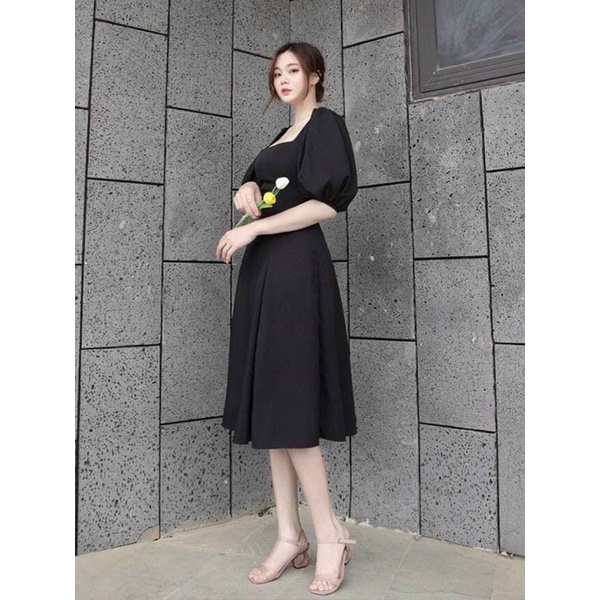 ĐẦM CỔ  VUÔNG, TAY PHỒNG (có ảnh thật) MS165