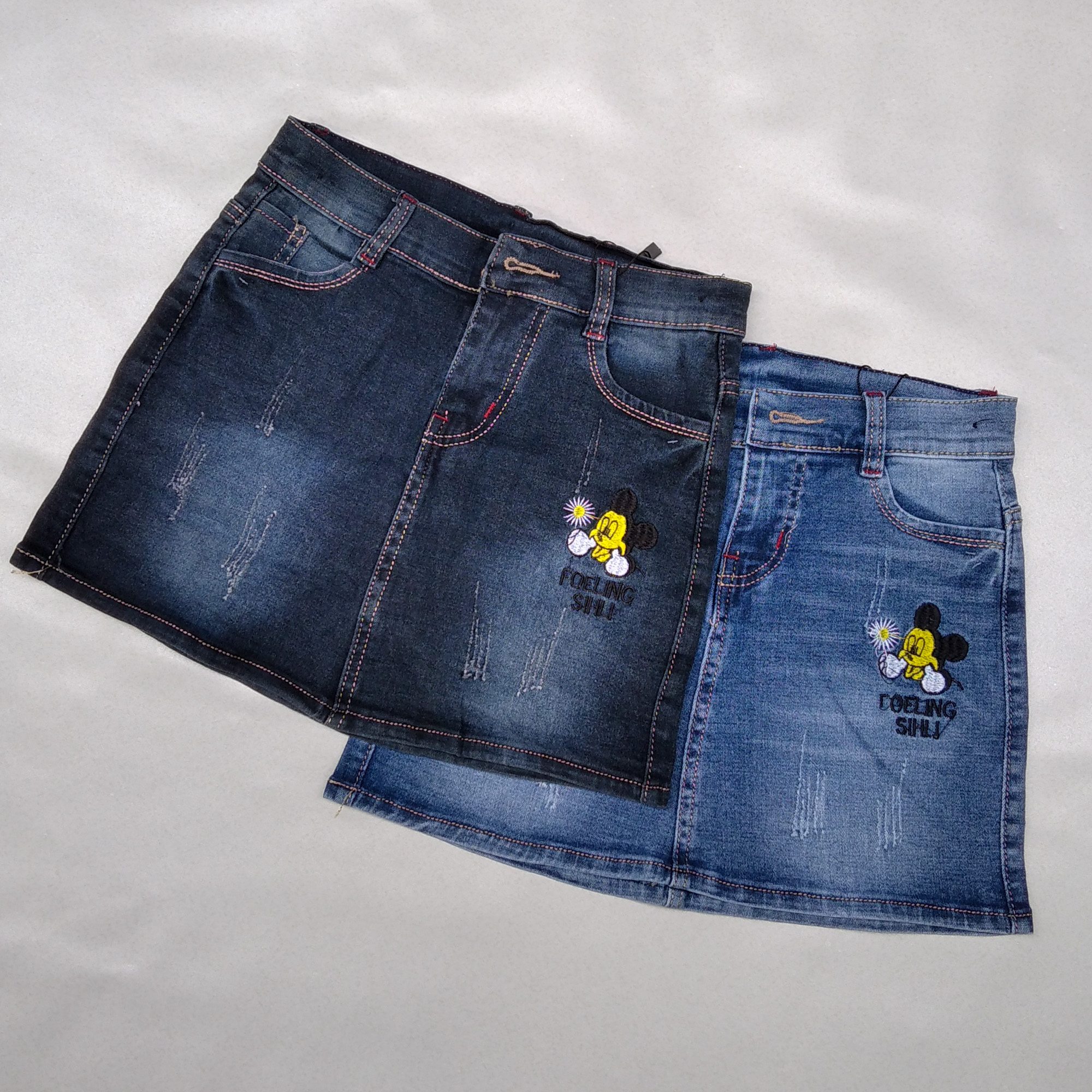 Váy jean bé gái từ 23kg -35kg (họa tiết chuột mickey  váy jean dành cho bé từ 2 tuổi - 14 tuổi)