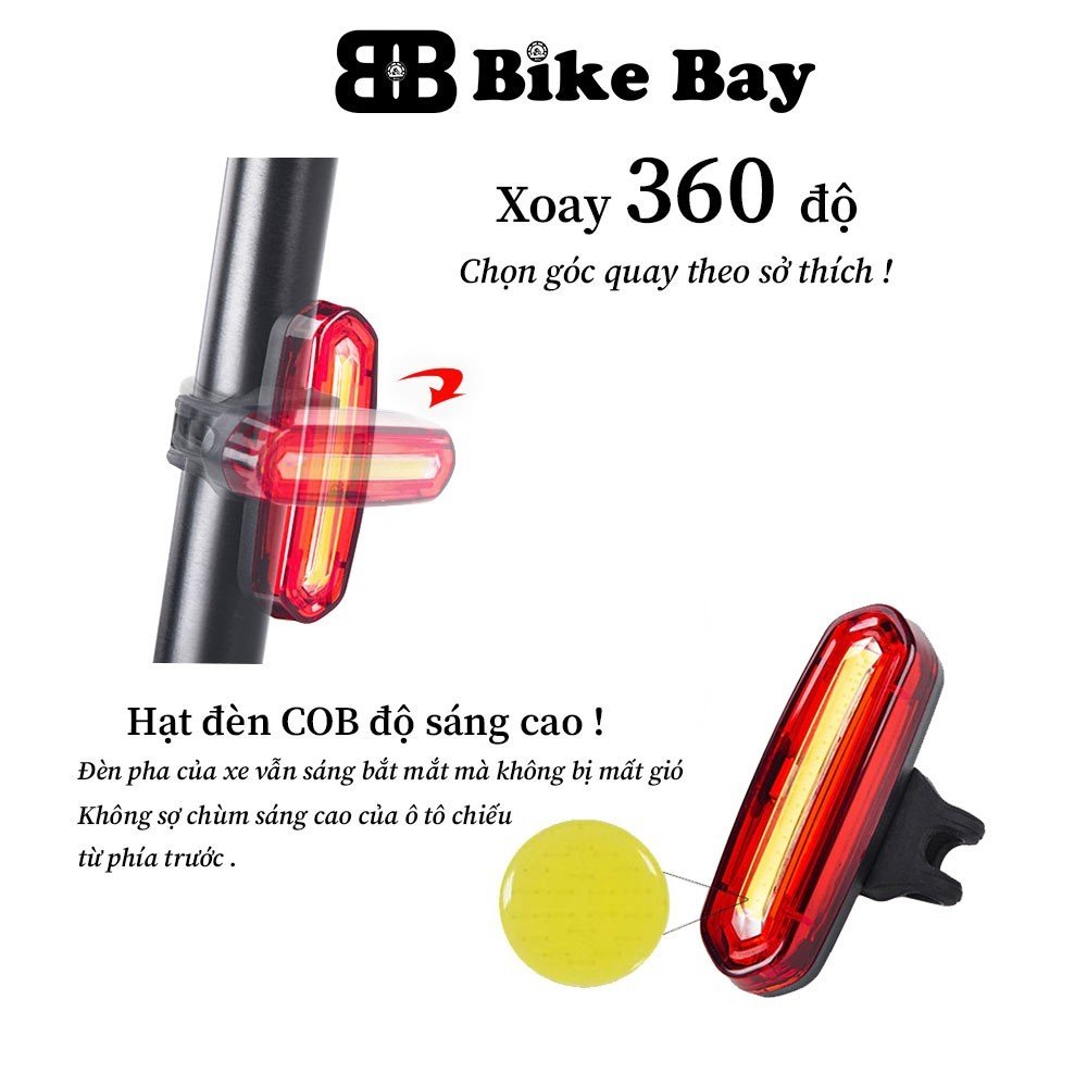 Đèn hậu xe đạp, đèn hậu 6 chế độ 600 MAH