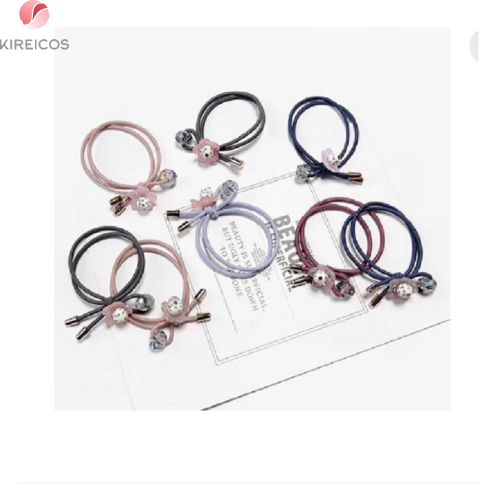 [HCM]Set 10 Dây Cột Tóc Hoa Lấp Lánh Nhiều Màu Dễ Thương - kireicos