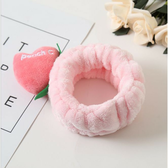 Băng đô đào thêu chữ peach 3D dễ thương - Phụ kiện tóc