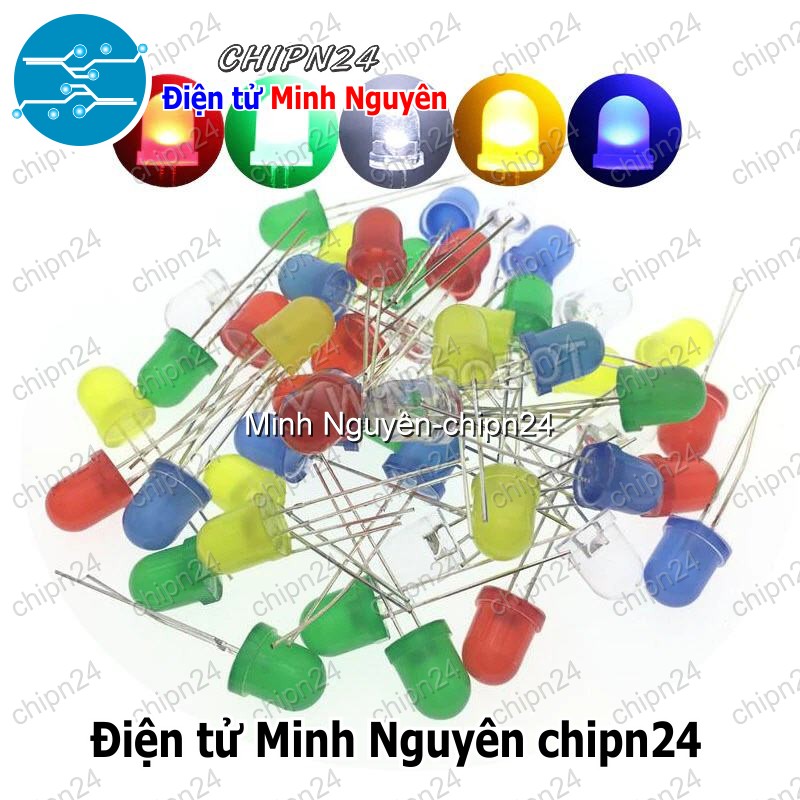 [10 con] (TK3) Led 8mm Vỏ Đục Màu ra Màu (Đỏ/Vàng/Xanh Lá/Dương/Trắng) - [Chọn Loại] - HHH.00194