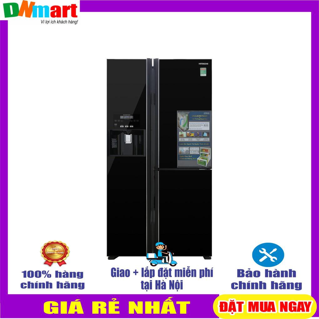 [Trả góp 0%]Tủ lạnh Hitachi side by side 3 cửa màu đen R-FM800GPGV2(GBK)