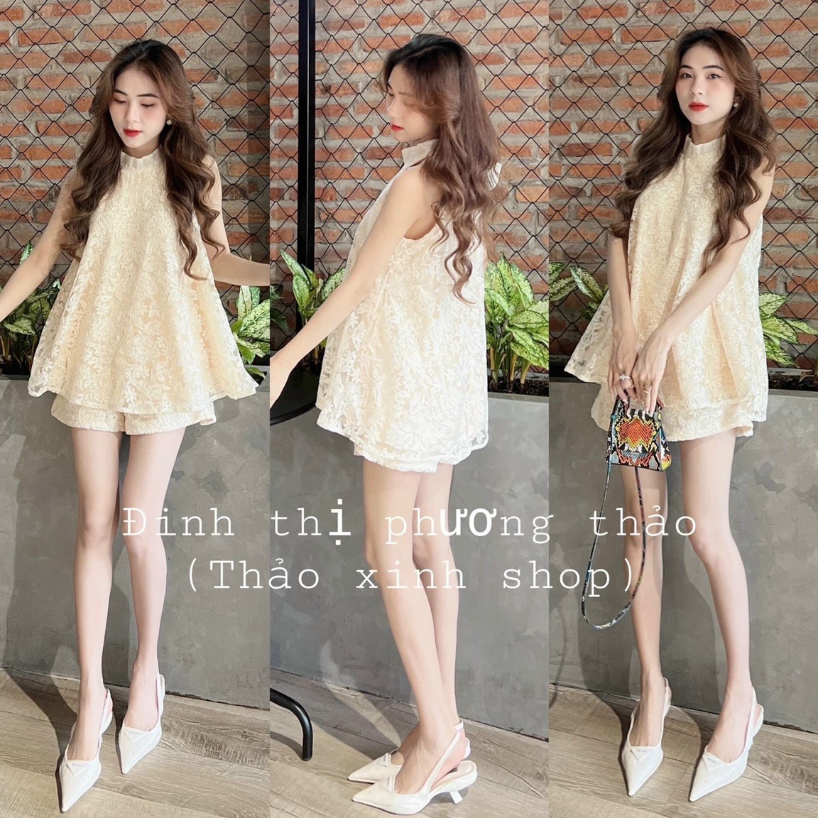 Sét Bộ Nữ Thời Trang Mặc Đi Chơi, Sét Bộ Voan Hoa Áo Cổ Yếm Xoè Mix Quần Đùi Dễ Thương