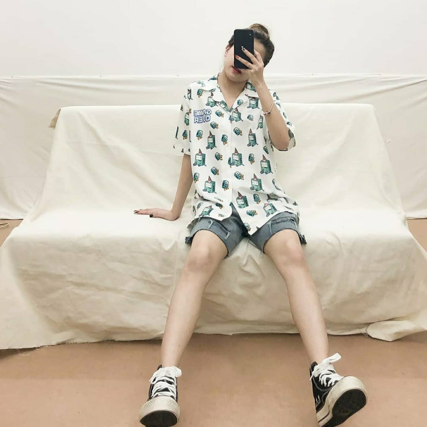 [HCM]ÁO SƠMI BMO UNISEX (XÁM - TRẮNG)