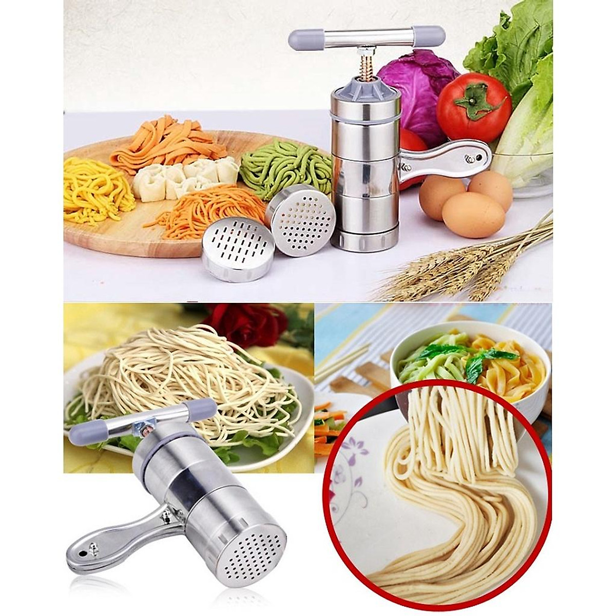 Dụng cụ làm bún mì tươi 5 đầu inox, tiện lợi, dễ làm, không gỉ, bền, dễ vệ sinh