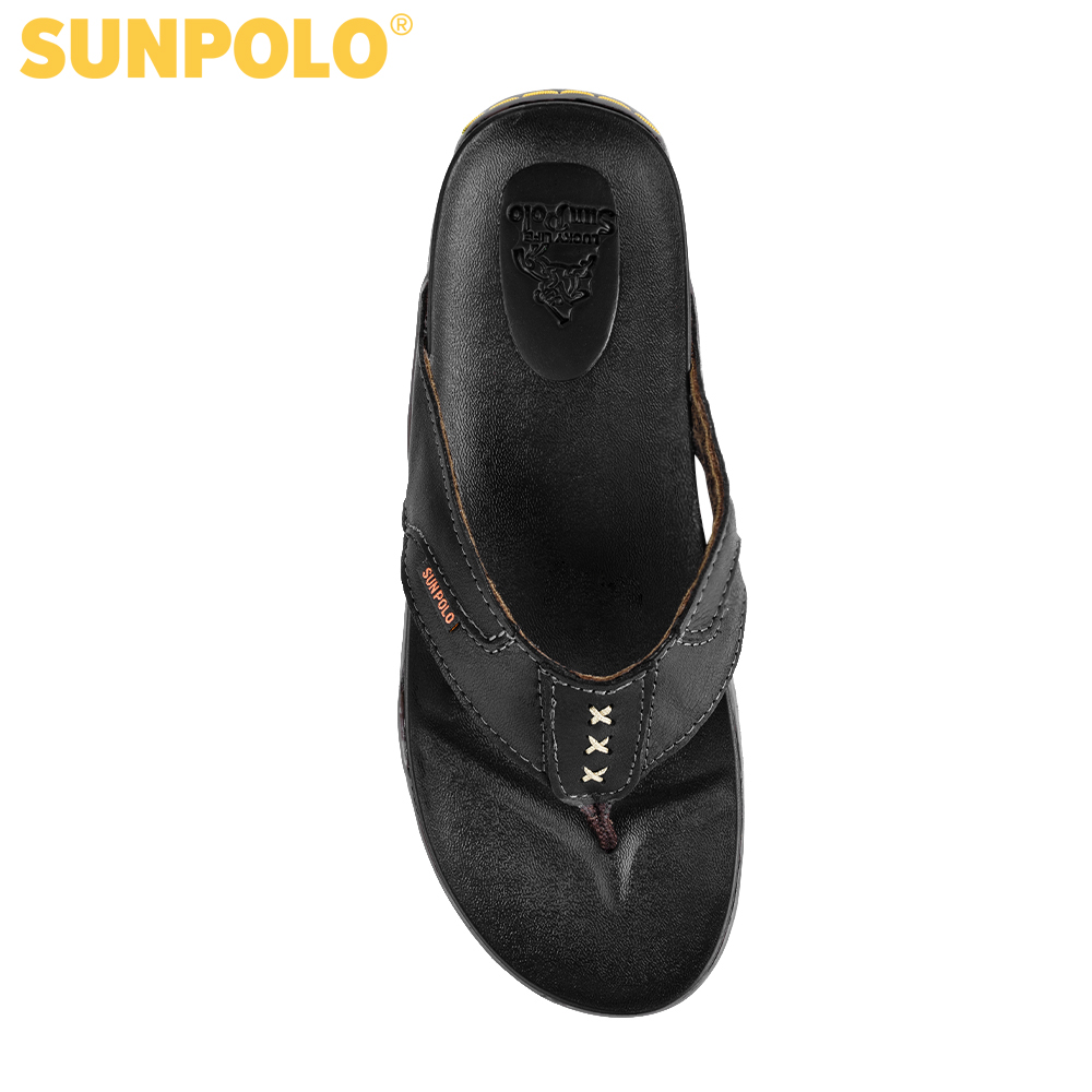 Dép kẹp nam da bò Dép xỏ ngón SUNPOLO KEP015 (Nâu bò)