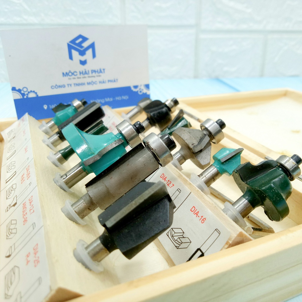 Bộ 12 mũi phay cot 6.35 Nghề Mộc