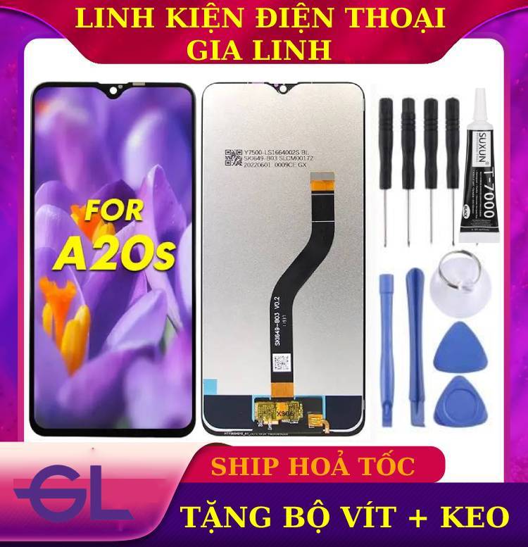 Màn hình samsung galaxy a20s /a207f zin tặng keo + bộ vít 9 món
