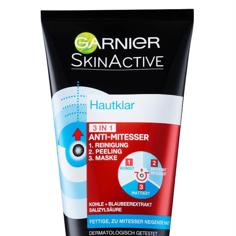 Sữa rửa mặt garnier hautklar 3in1 anti mitesser giảm mụn đầu đen, 150 ml .