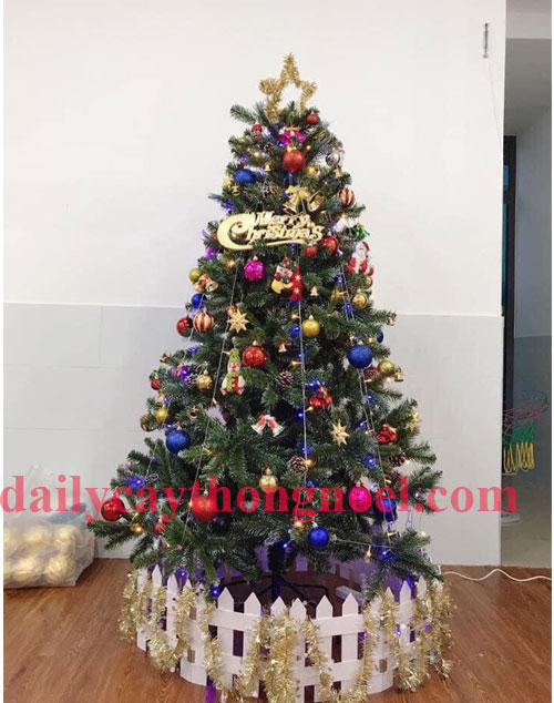 Cây thông noel 3 loại lá gắn trái thông 1m2 - TẶNG 2 dây kim tuyến 1 ngôi sao