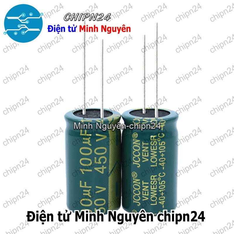 [1 con] Tụ hóa 100uF 450V Xanh Lá (18x30mm) (Tần số cao) - HH004868