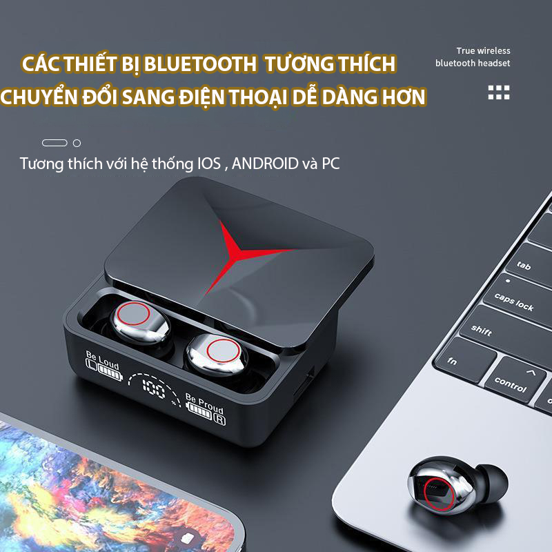 Bluetooth headset wireless M90 multi chức function, built-in microphone voice control, multi-point connection