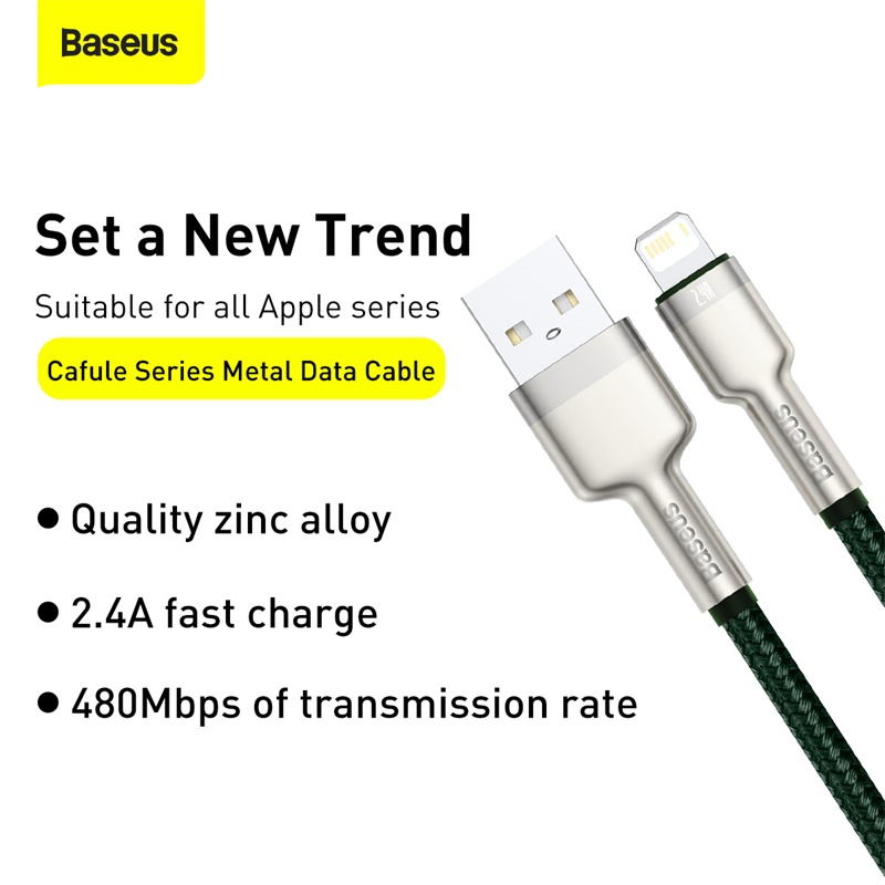 Baseus 2.4A Fast Charging USB Cable for iPhone 11 12 Pro Max Xs Xr X  Mrtal Data Cable for iPhone Cable 7 SE 8 Plus Charger for iPad air