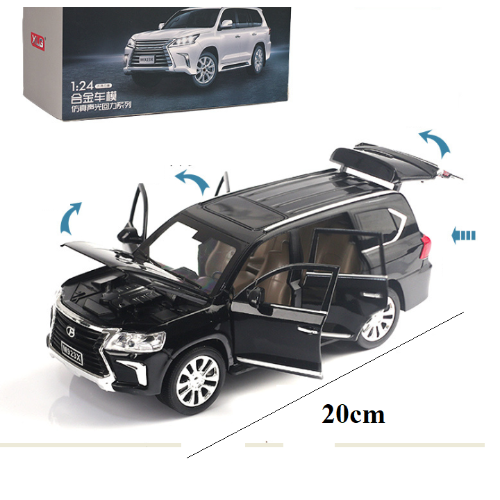 Xe ô tô đồ chơi trẻ em mô hình xe Lexus LX570 hãng XLG tỉ lệ 1:24 bằng kim loại xe chạy cót có đèn và âm thanh động cơ