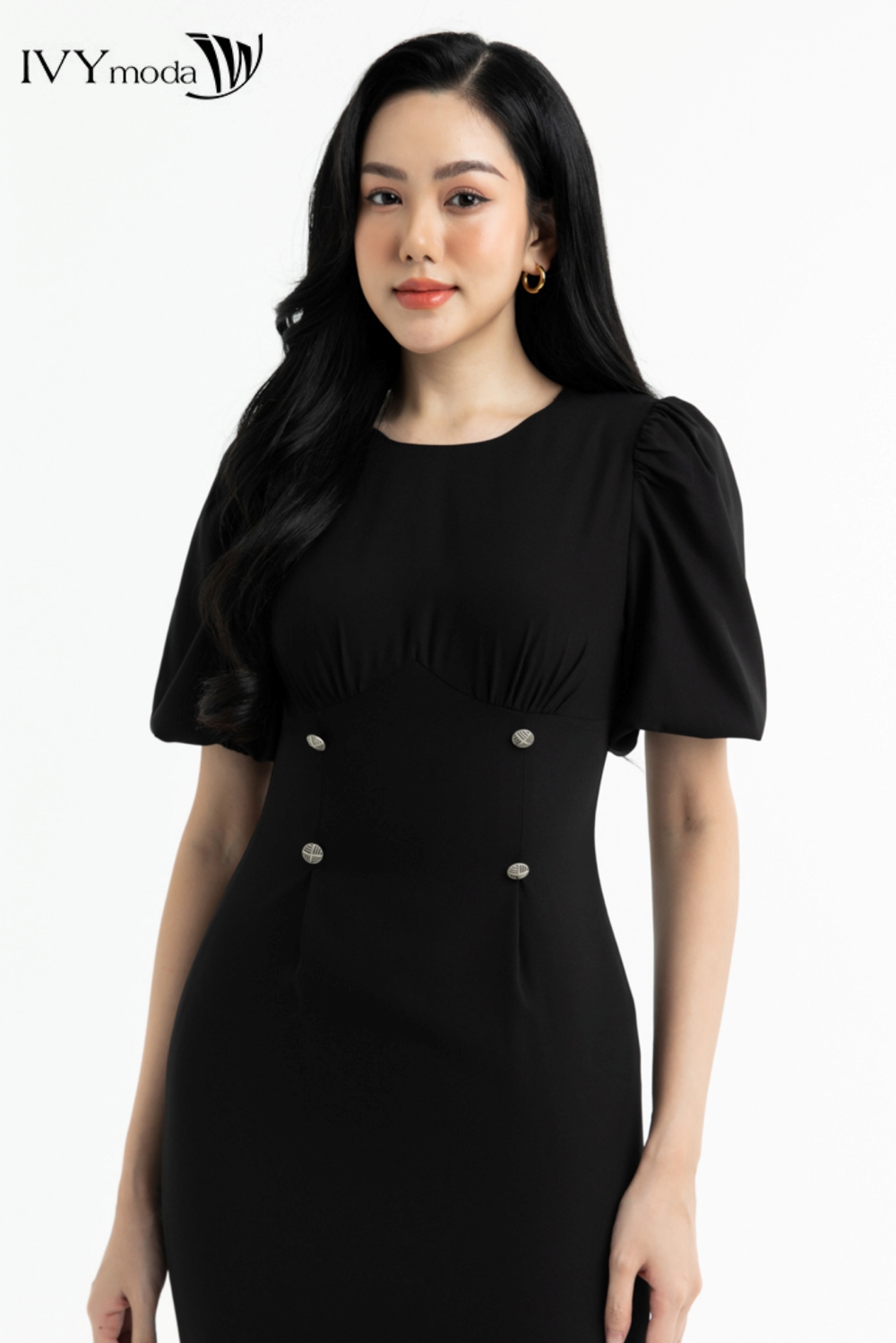 Đầm ôm tay bồng IVY moda MS 48M7383