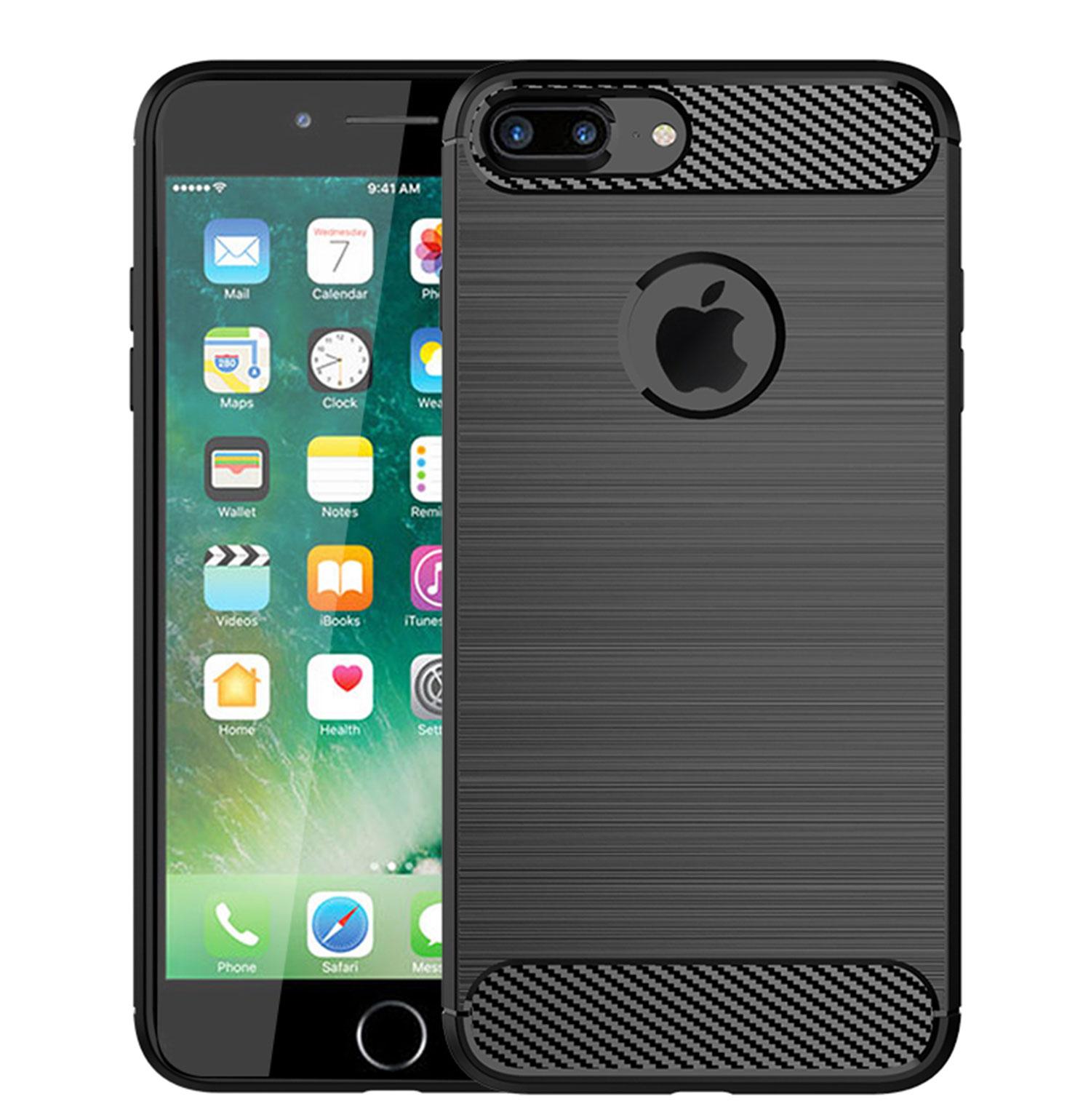 Ốp lưng dành cho iPhone 7 Plus 8 Plus ốp silicone mềm Carbone phay xước chống sốc chống vân tay
