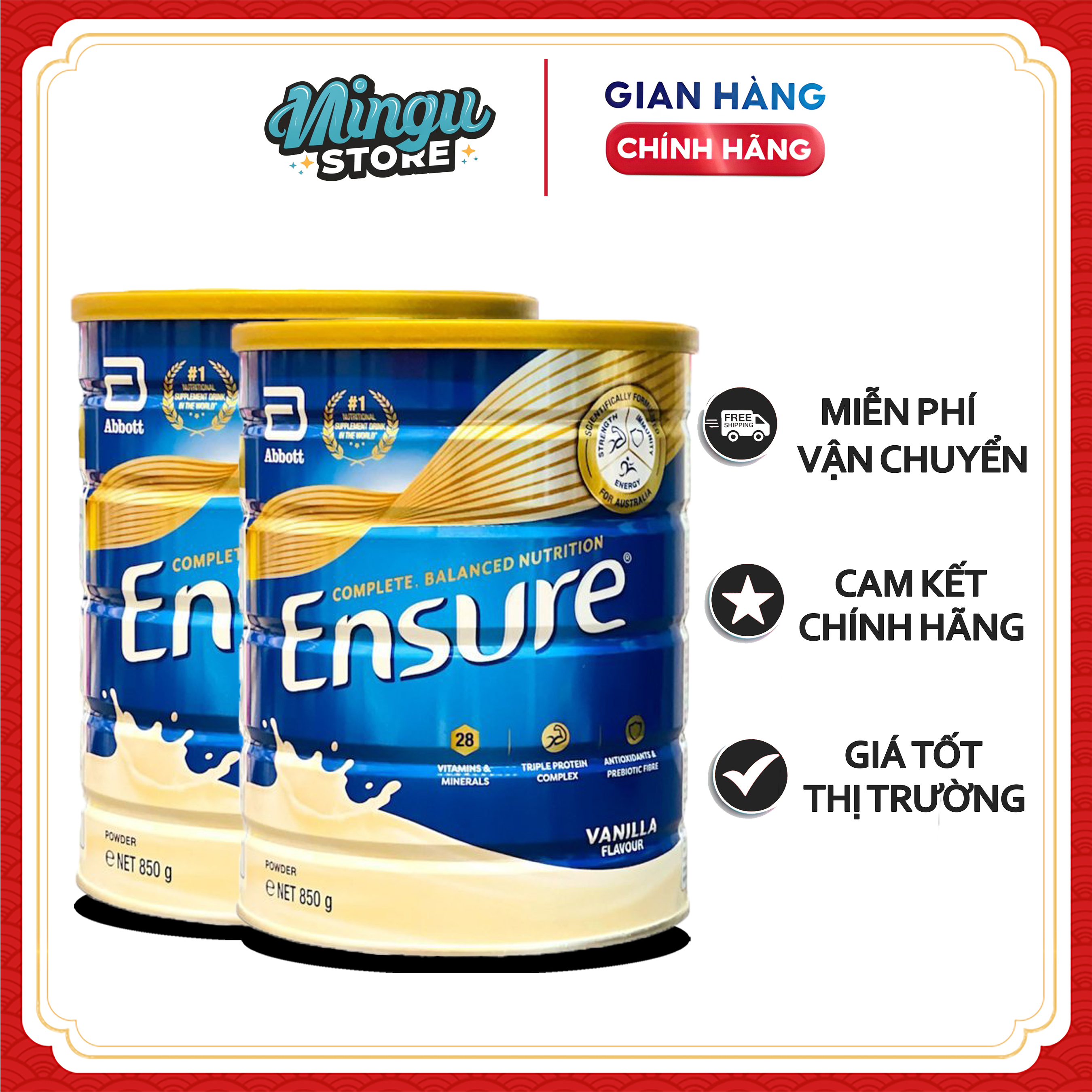 Combo 2 Hộp Sữa Bột Ensure Úc 850g - Date 01 / 2026