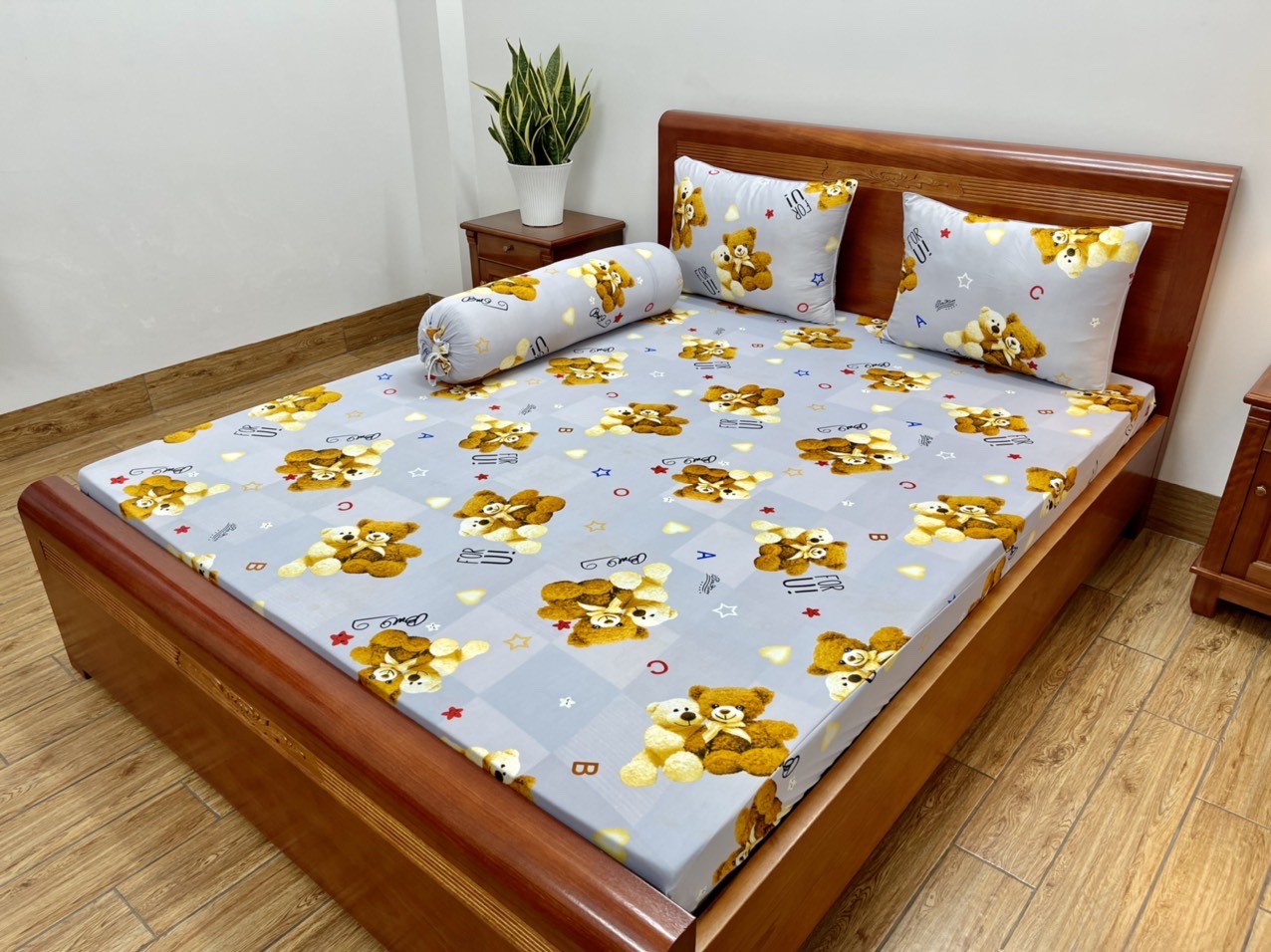 Bộ ga thun lạnh in 3D kích thước 1m4/1m6/1m8
