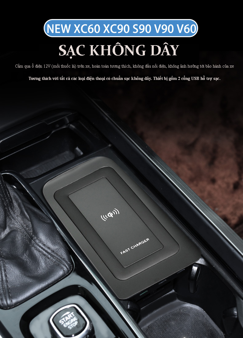 [HCM]Sạc không dây cho xe Volvo ( sạc nhanh )