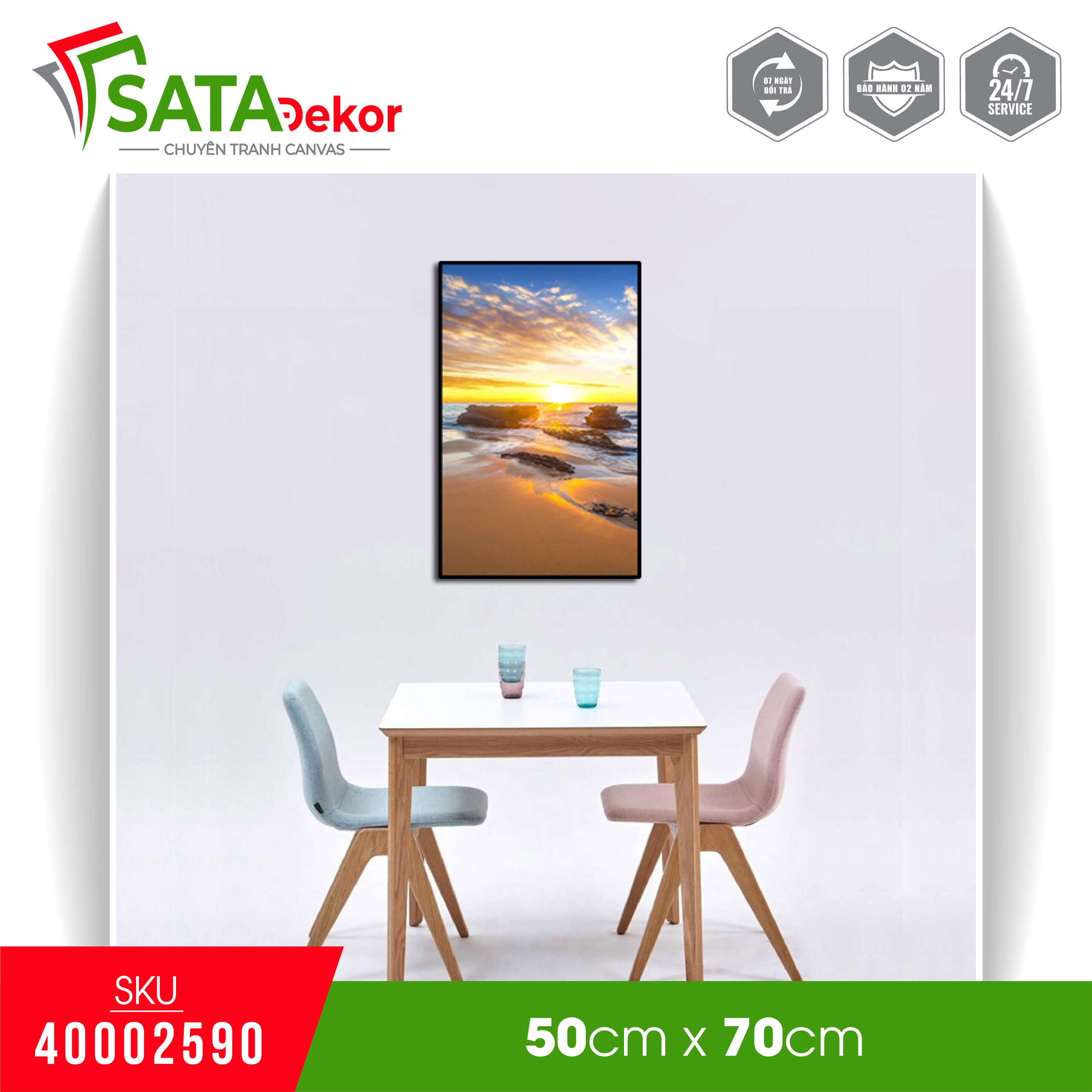 Tranh canvas treo tường cảnh bình minh trên biển (40002590)