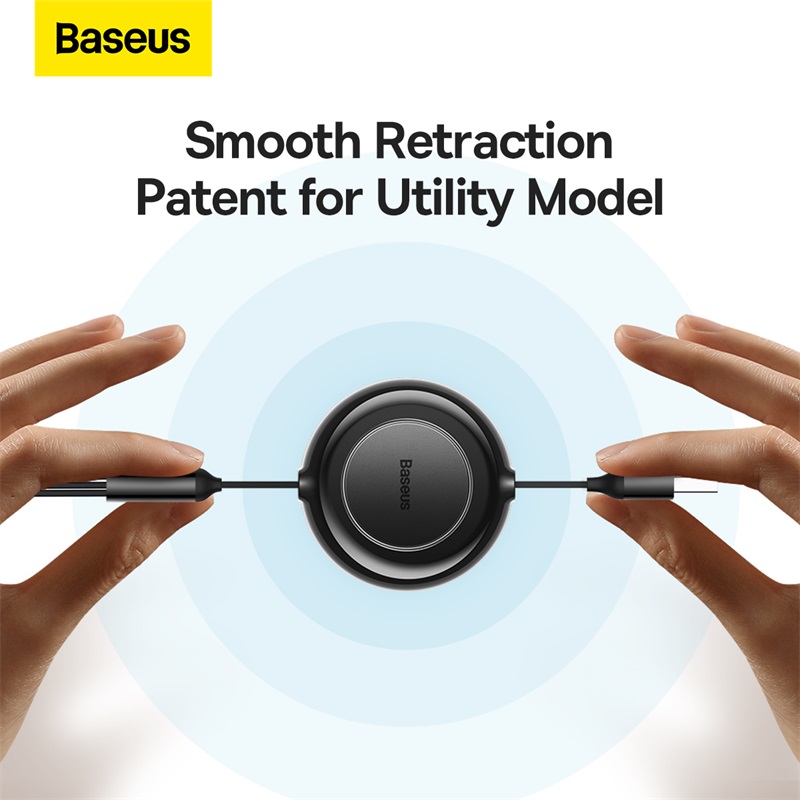 Baseus 3-in-1 Type C USB Cable Retractable Fast Charging Data Cable USB to M+L+C 3.5A 1.1m for iPhone  14 13 12 Pro Huawei Xiaomi Samsung Micro USB C Cord