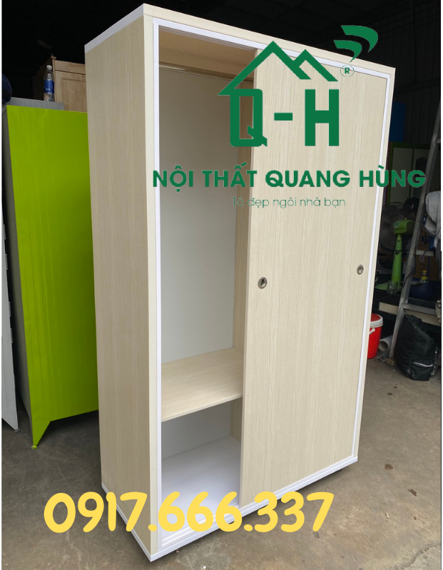 Tủ nhựa 3 cánh cửa lùa màu kem sồi 1m7x1mx45cm